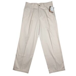 Vintage Woolrich Twill Pleated Pants Mens 34x32 Beige Khaki Wrinkle Free NEW